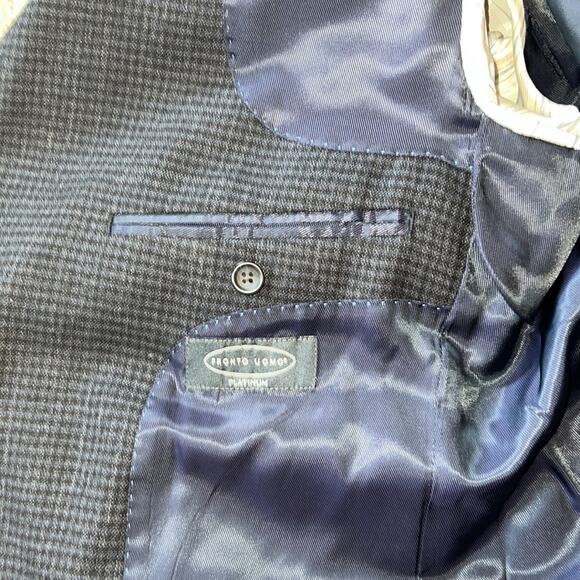 Pronto Uomo Platinum Mens Wool CLASSIC FIT CHECK TWO BUTTON WOOL SPORTCOAT- 44R - Picture 9 of 12